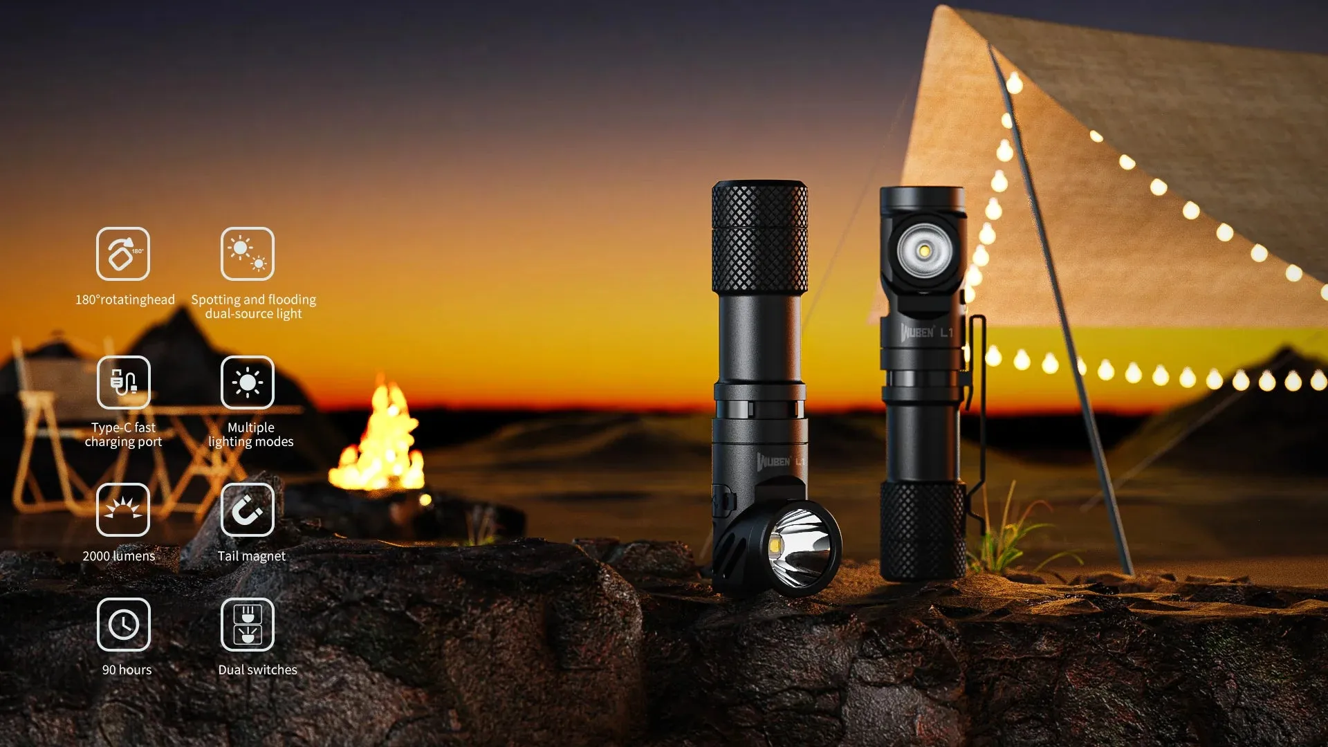 Wuben L1 Dual Light Source 600 Lumen 350 Metre Flashlight