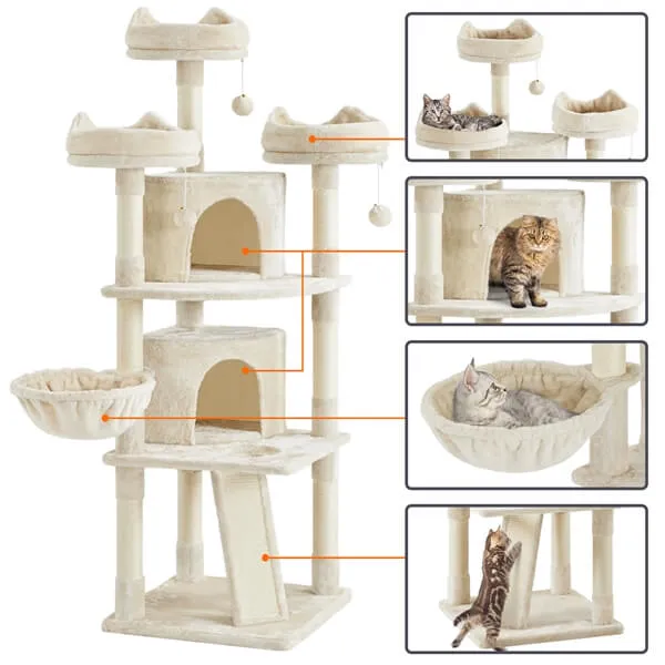 Yaheetech Big Cat House Plush Cat Tower 68.5 inch