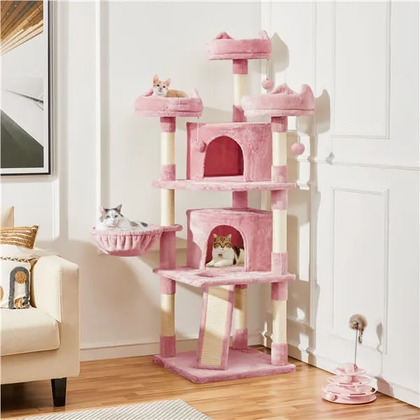 Yaheetech Big Cat House Plush Cat Tower 68.5 inch