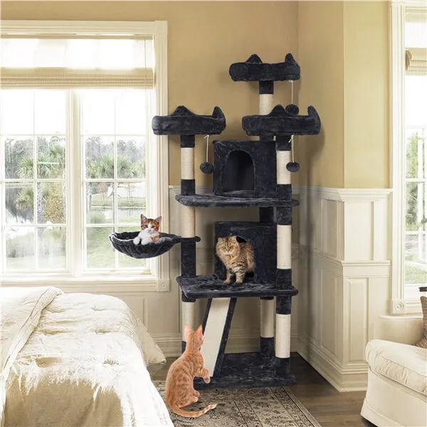 Yaheetech Big Cat House Plush Cat Tower 68.5 inch