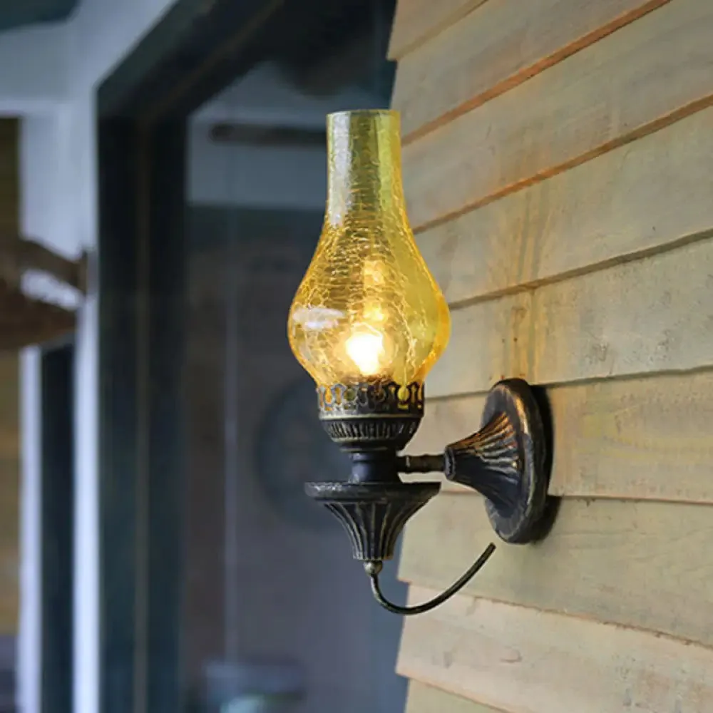 Yellow/Clear Crackle Glass Sconce Wall Light