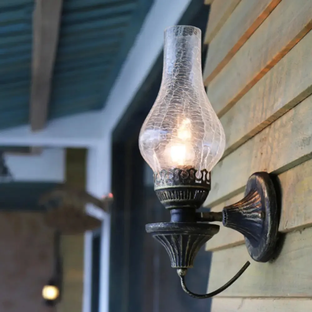 Yellow/Clear Crackle Glass Sconce Wall Light