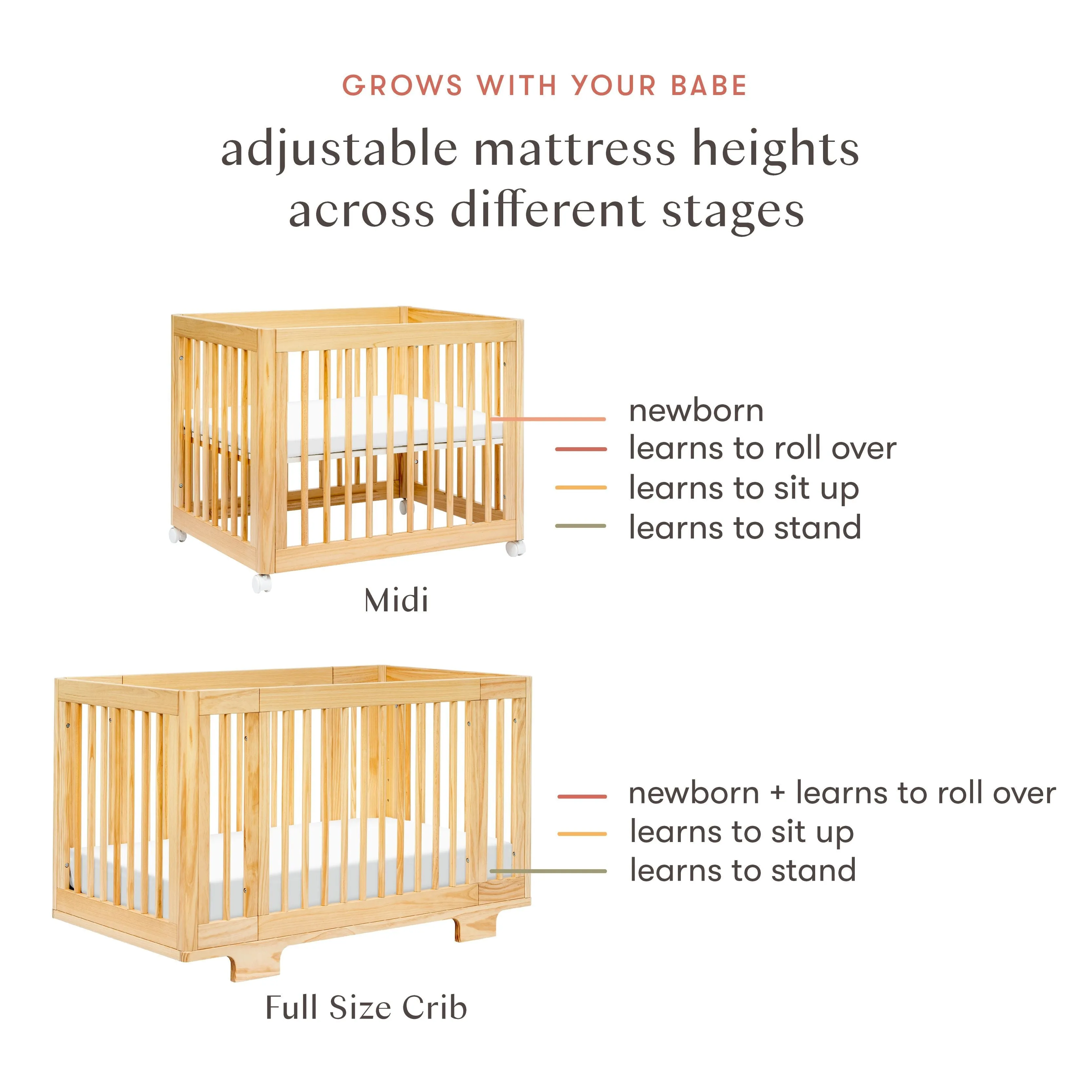 Yuzu 8-in-1 Convertible Crib with All-Stages Conversion Kits | Natural