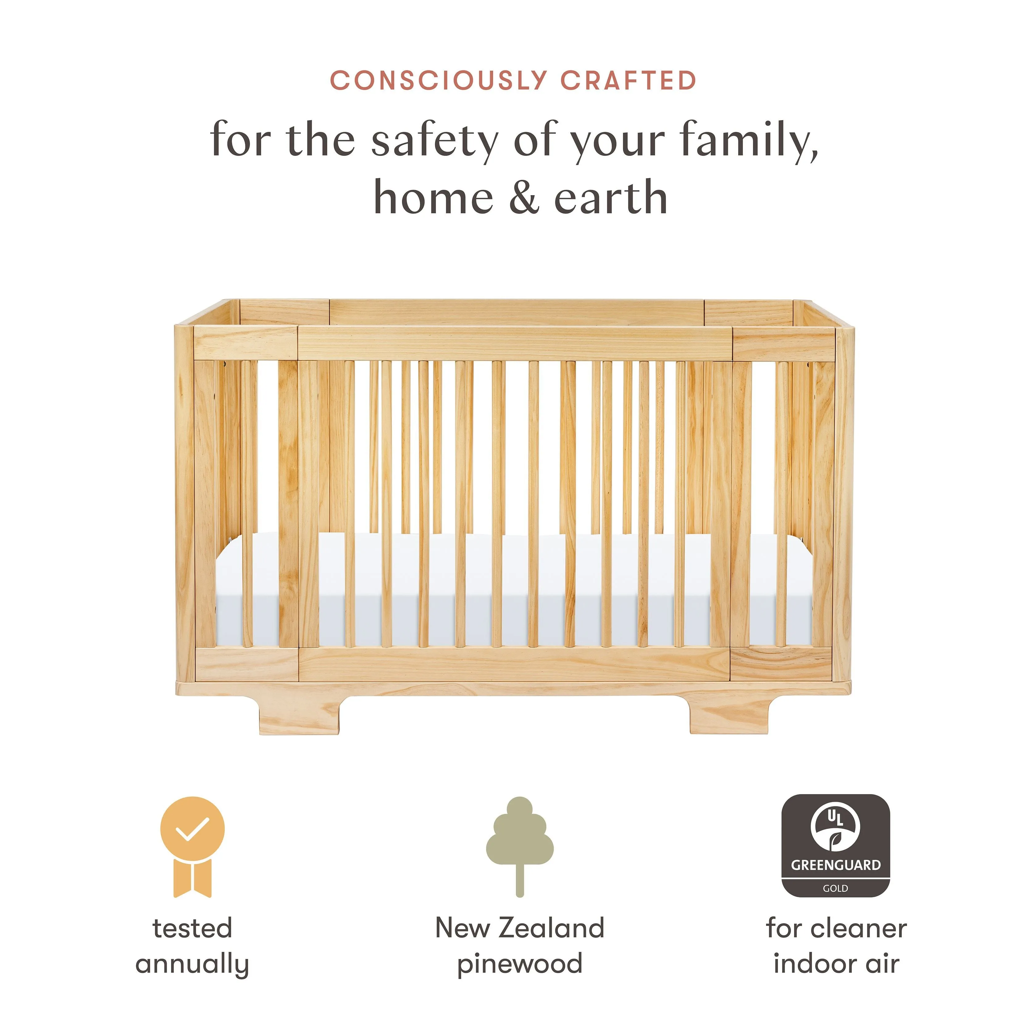 Yuzu 8-in-1 Convertible Crib with All-Stages Conversion Kits | Natural