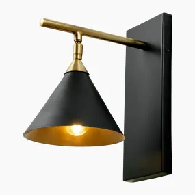 Zeta Matt Black and Antique Brass Wall Lamp