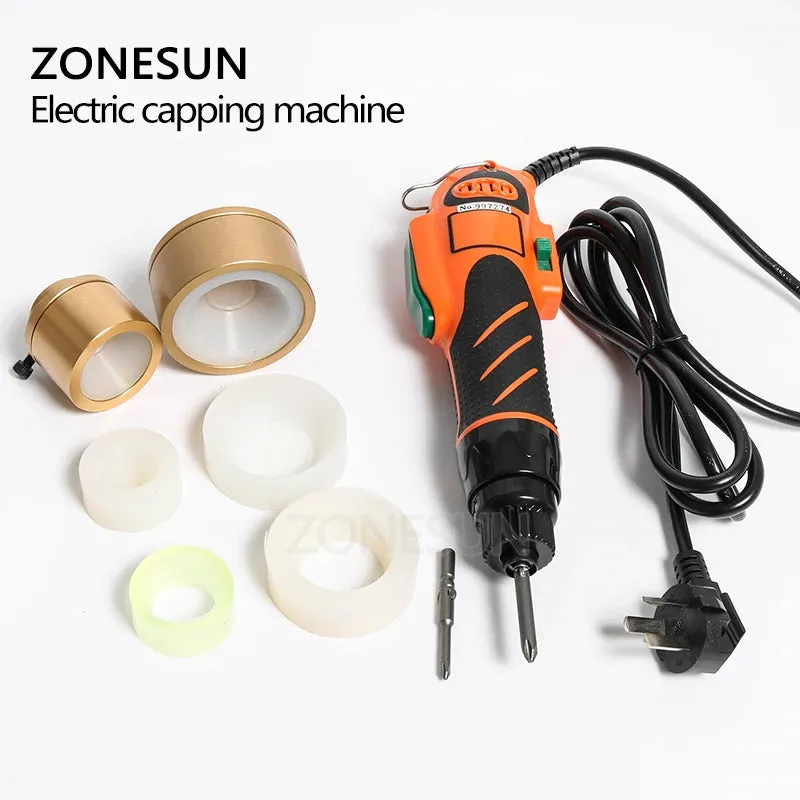 ZONESUN 100W Handheld Plastic Round Bottle Capping Machine Tool Portable Bottle Caps Screwing Sealing Machine