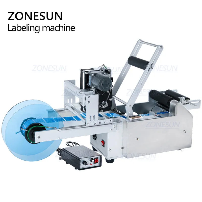 ZONESUN ZS-TB50D Semi Automatic Round Bottle Labeling Machine For Hand Sanitizer Juice