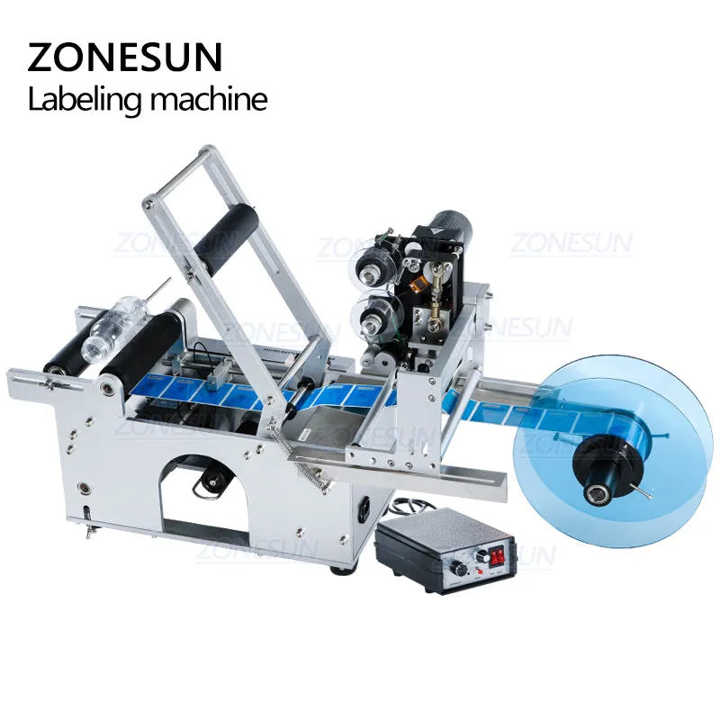 ZONESUN ZS-TB50D Semi Automatic Round Bottle Labeling Machine For Hand Sanitizer Juice